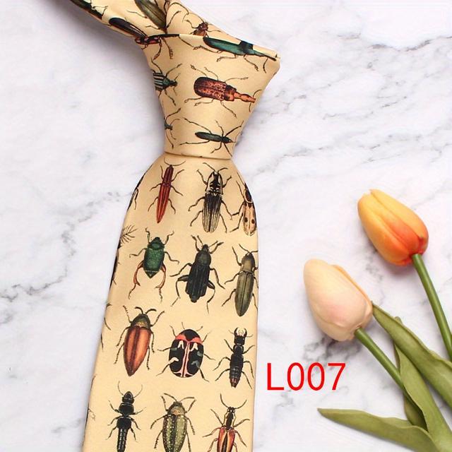 TEMU Men's Fashion Floral Print Tie - 8cm Wide, Polyester, Weddings & Groomsmen
