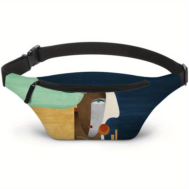 TEMU Women's Polyester Portable Waist Bag With Art Portrait Chest Bag Multifunctional Waist Bag With Crossbody Chest Bag Fashion Outdoor Running Sports Waist Bag Running Bag