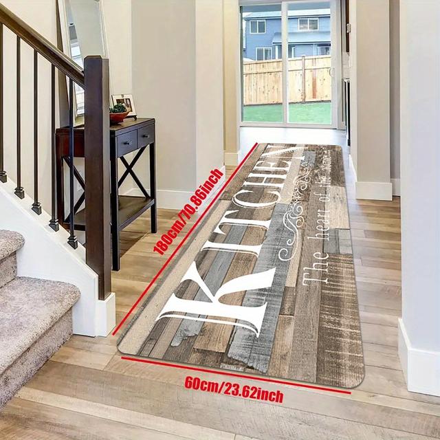 TEMU 1 set di tappeti da cucina in poliestere con imbottitura in spugna - Morbidi tappetini antiscivolo decorativi per lavanderia, corridoio, lavabili - Motivo con citazioni motivazionali per