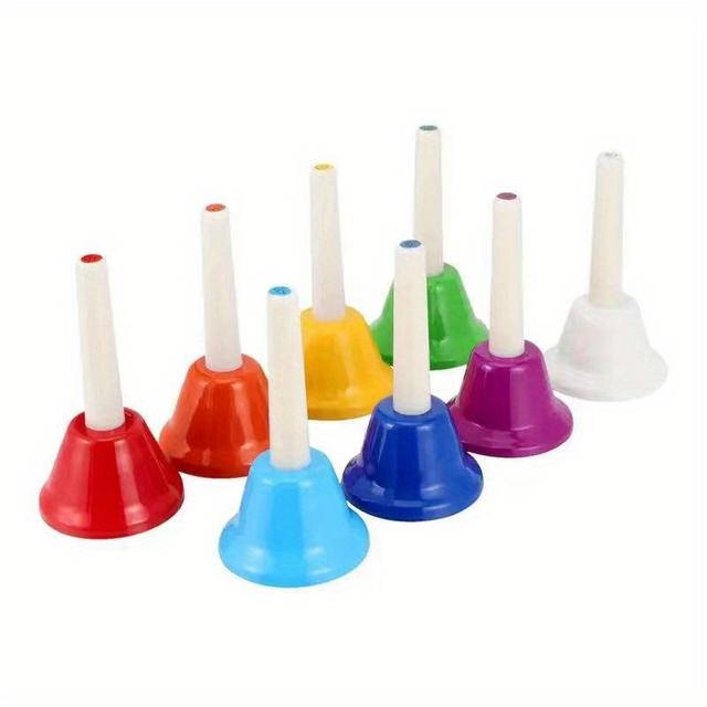 TEMU Colorful Hand Bells: 8-note Set For Adults - Metallic, , Portable Musical Instrument With Handles - Festive Celebrations