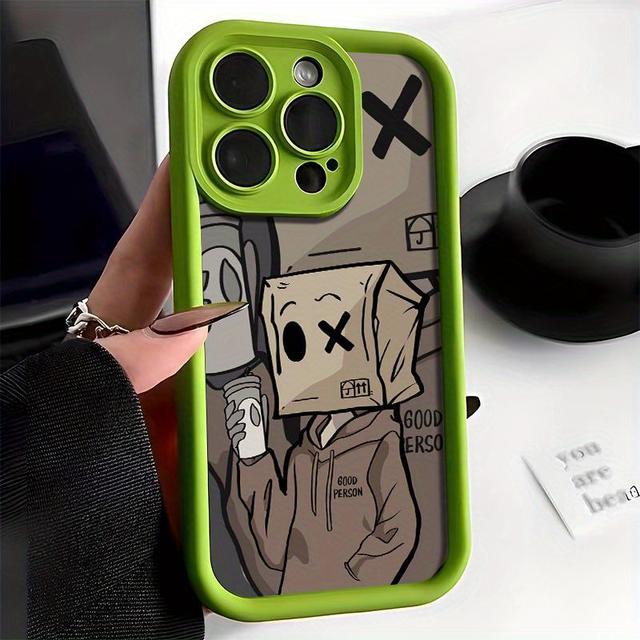 TEMU Ins Green Trendy Square Box Mobile Phone Case Simple Solid Color Tpu Soft Shell Suitable For Iphone 15 14 11 X Max Pro Max Models - Make Your Cellphone Unique, With Precise Hole Positioning