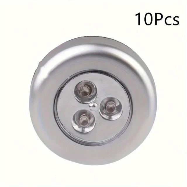 TEMU 6pcs Led Touch Light Round, 3 Leds Cordless Cabinet Night Lights, Stick-on Light Fixture For Hallway Bathroom Bedroom Kitchen Cabinet Stairs Home Decor( Not Included Battery)