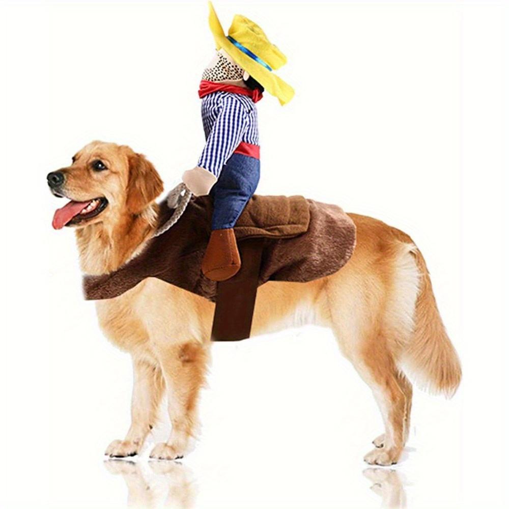 TEMU Large Cowboy Rider Dog Costume - Adjustable Pet Apparel For Halloween & Parties, Fits Pets 38.5-99lb, For Autumn, Spring