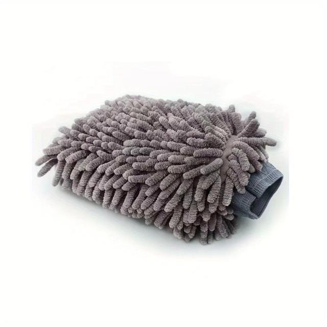 TEMU Premium Gray Microfiber Car Wash And Dry Glove - Ultra Soft, Absorbent, Durable, Suitable For All