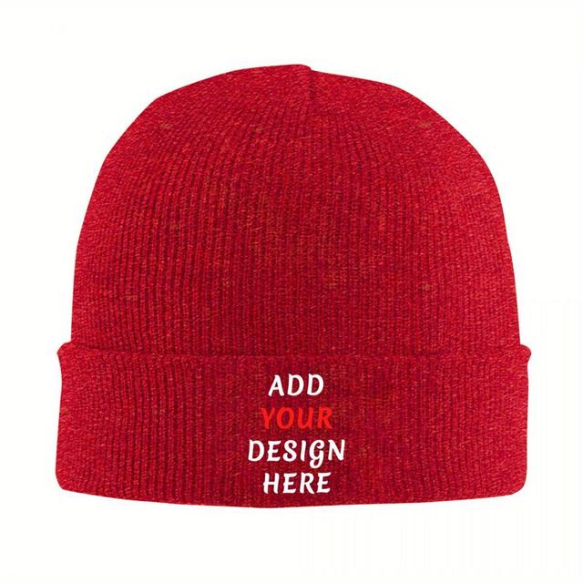 TEMU Custom Polyester Beanie - Knitted Hat With Your Own , Ideal Gift For