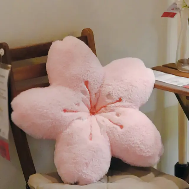 TEMU Plyšový Polštář s Růžovými Třešňovými Květy - Univerzální Podlahový Polštář pro Dekoraci Ložnice & Obývacího Pokoje, Měkký Polyester, Ručně Pratelný