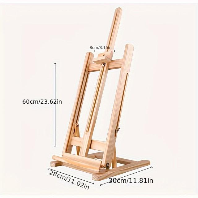 TEMU Adjustable & Folding Wooden Easel Stand For Painting, Drawing, Wedding Signs, Posters - Ideal For Classroom Use, 1pc, Canvas