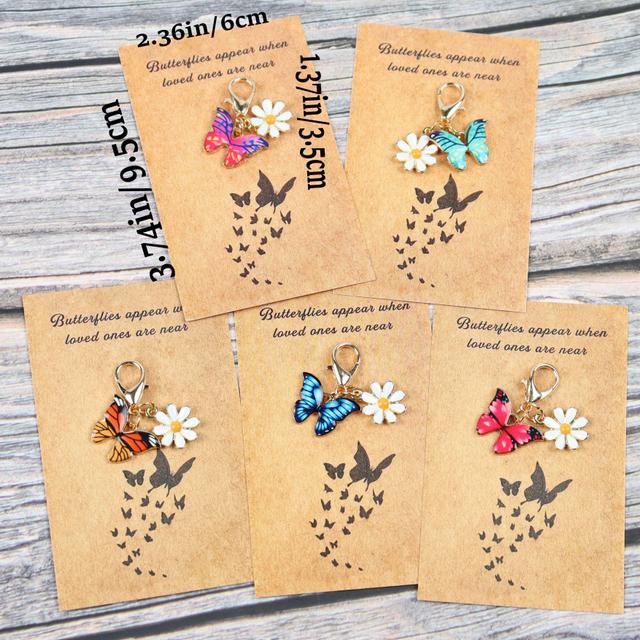TEMU 5pcs Cute Funny Flower Keychain, White Yellow Flower, , Mini Key Accessories, Bag Pendant, Suitable For Summer, Poetry Card, Back To Gift, Birthday Gift