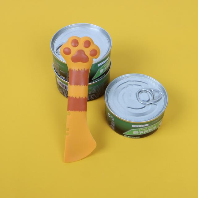 TEMU 1 Stück WhiskerWonders Silikon Katzenpfoten-Haustierfutter-Schaufel, multifunktionale Katzenfutterdose-Öffner und Futterschaufel für Nassfutter, keine Batterie erforderlich, ideal für Katzen