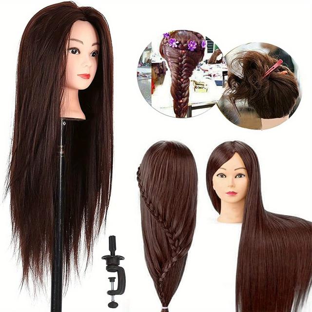 TEMU Übungskopf Trainingsköpfe 24" Frisierkopf Haar Mit Halter Trainingskopf Frisurenkopf Puppenkopf Frisierkopf