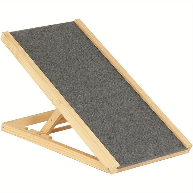 TEMU Dog Ramp Adjustable Pet/ramp/car Pet Dog With Non-slip Carpet Safety Pets Ladder For Travel Dog Ramp For Sofa (l27.59*w13.78*h11.8in)