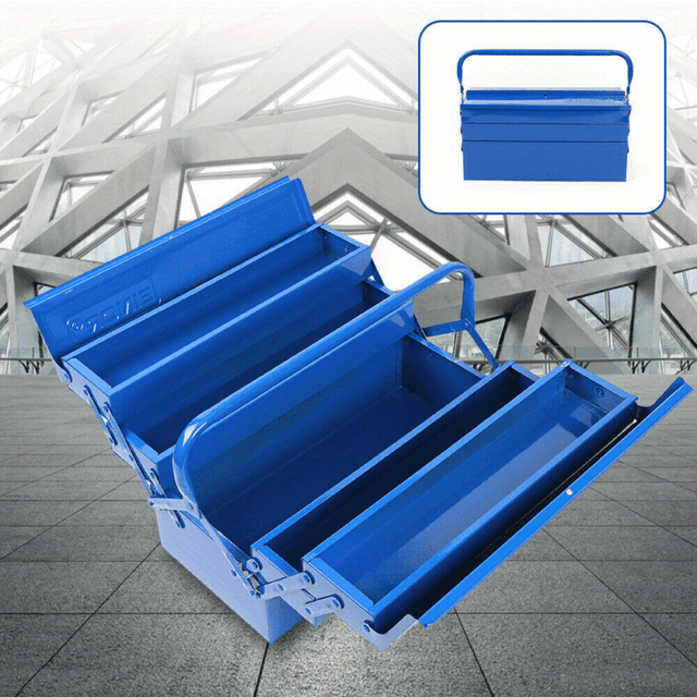 TEMU Empty Metal Toolbox With 5 Compartments, Ideal For Organizing Tools In A Workshop