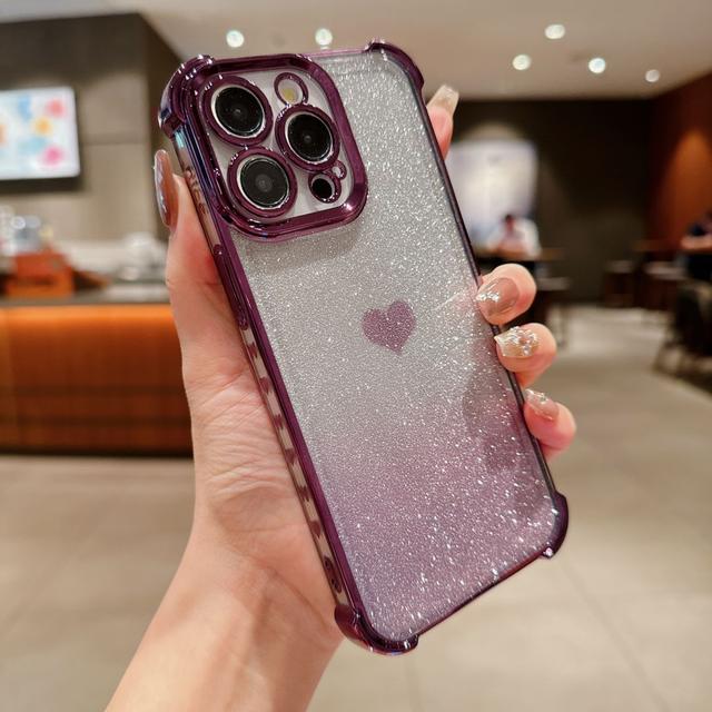 TEMU غطاء هاتف: غطاء واقي كامل الجسم مقاوم للصدمات بتصميم قلب لامع للآيفون 15 14 13 12 11 برو بلس - تصميم إبداعي وفريد