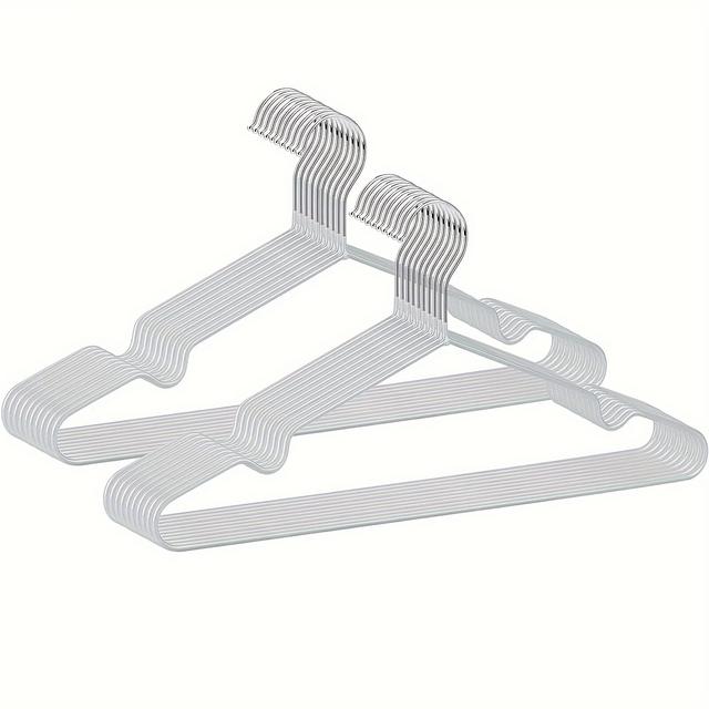 TEMU 100pcs Metal Clothes Hangers Non Anti Slip Rubber Coated Wire Suit Coat Hanger, Metal Suit Coat Hangers, Heavy Duty Clothes Hanger, Metal Shirt Jacket Hanger With Round Notches For Dress, White