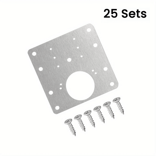 TEMU 25 Sets Stainless Steel Hinges With Screws: Door Cabinet Repair Kit - Fix Flat Brackets & Holes With Screws For Easy Cupboard Door Repair