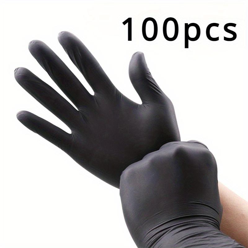 TEMU 50/100pcs Black Disposable Nitrile Gloves, Household Cleaning Disposable Nitrile Gloves, Hairdressing And Nail Art Tools, Disposable Apparel