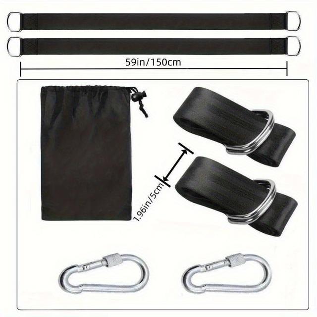 TEMU Kit de Hamac Balançoire Extérieur Polyvalent avec Ceinture de Sécurité & Sac Portable - Sangles en Nylon Durables, Convient à Toutes les Balançoires, Accessoires de Balançoire