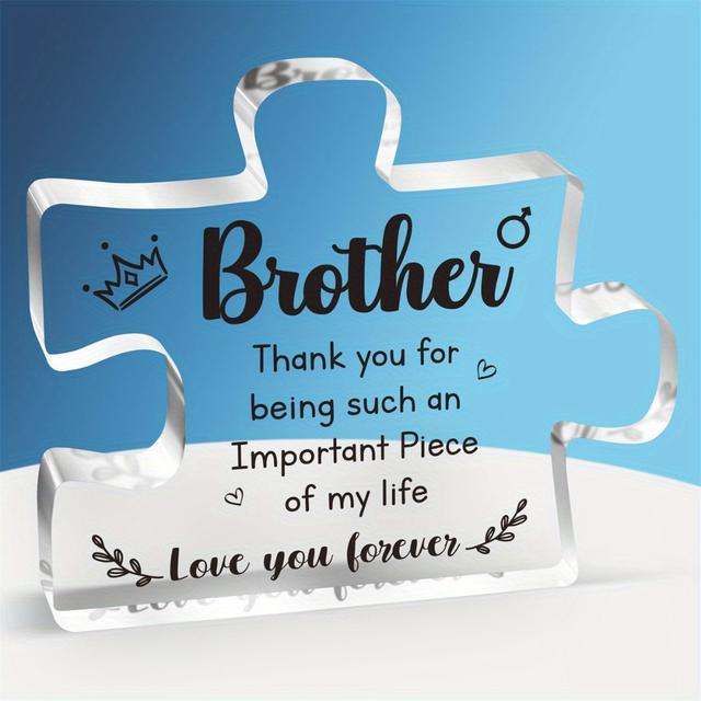 TEMU Gifts For Brother - Engraved Acrylic Block Puzzle Plaque Decorations - Delicate Brother Gifts From Sister - Christmas Thanksgiving Birthday Gifts For Brother, Ideas