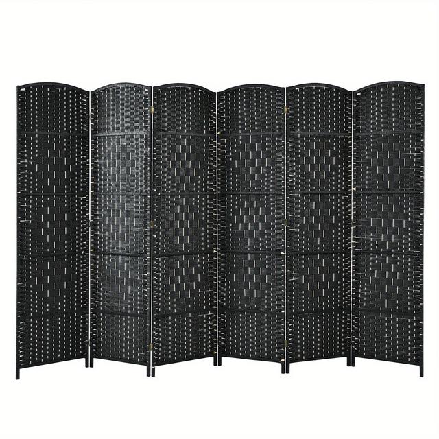 TEMU Goflame 6 Panel Room Divider Privacy Screen Wall Folding Partition Hand-woven Rattan