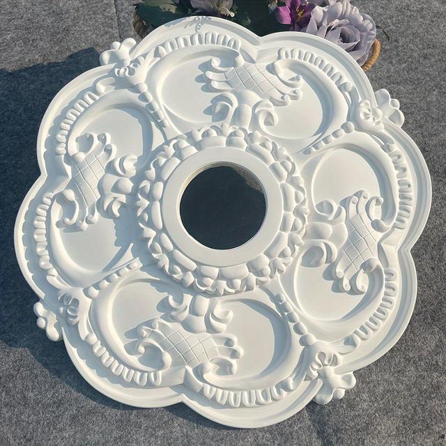 TEMU 1 Piece Of French Luxury Ceiling Medal, Pu Material, Ceiling Decoration Base, Ceiling Decoration, House Decoration, Suitable For Light Fixtures And Ceiling Fans, Add Artistic Sense To The Ceiling
