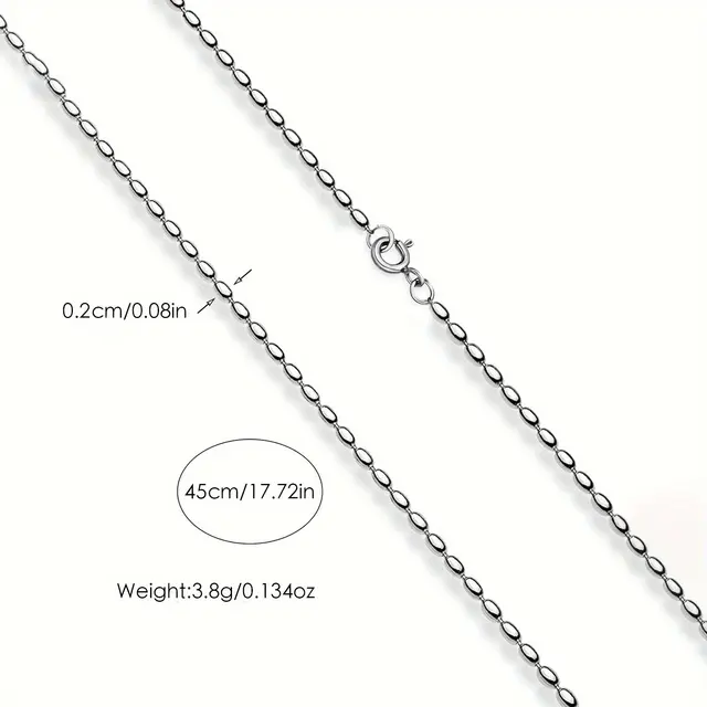 TEMU 3.8g 1 925 Silver Personality Minimalist Elegant Oval Rice Necklace