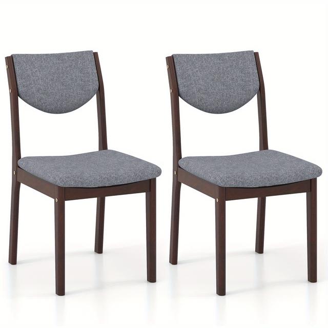 TEMU Set Of 2 Giantex Wooden Dining Chairs With Cushioned Seat And Back, Rubberwood Legs For Home Use