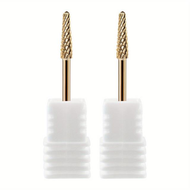 TEMU 2pcs Gold-plated Steel Small Umbrella Nail Grinding Heads For Pre-treatment, Nail Removal, And Dead Skin Removal.