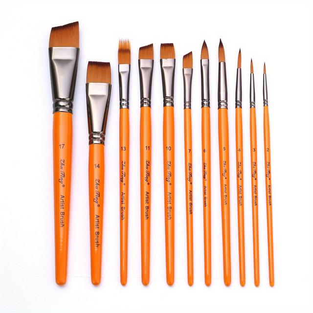 TEMU 11-teiliges Profi-Gesichtsmalpinsel-Set mit Nylonborsten - Vielseitig für & Prägung, Inklusive Breite & Detailpinsel, Ideal für Künstlerisches Make-up & Designs, Make-up Pinsel