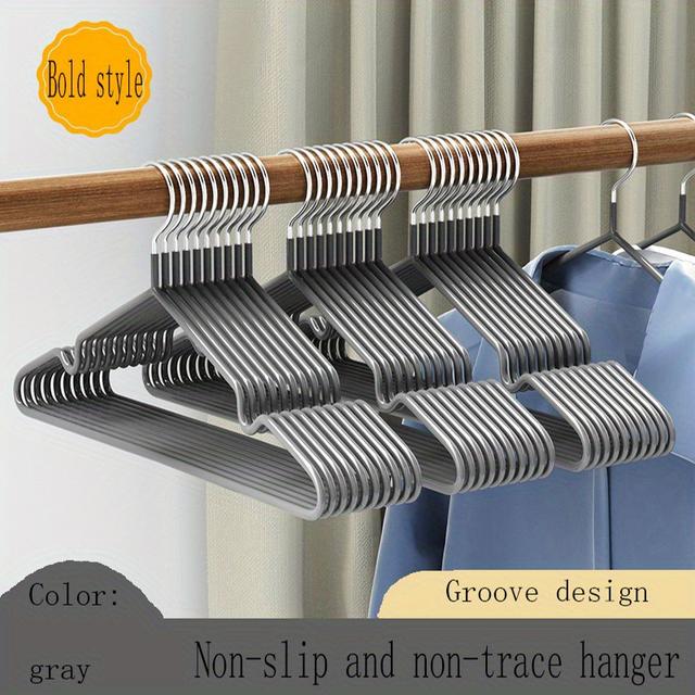 TEMU 10-pack Stainless Steel Clothes Hangers With Non-slip Shoulder , Heavy-duty Coat Hangers For Closet, Suits, Dresses – Durable Adult Laundry Hangers For Home Storage And Organization