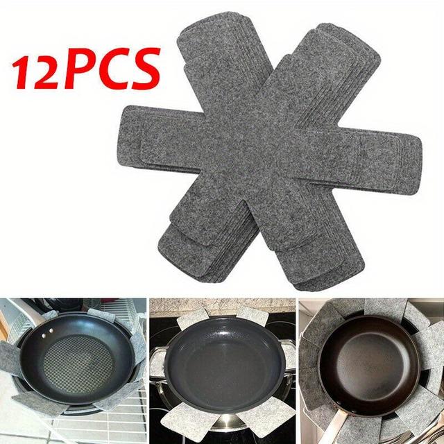 TEMU Set Of 12 Felt Pads Your Home Cookware From Scratches, Suitable For Pots, Pans, And Utensils In Grey