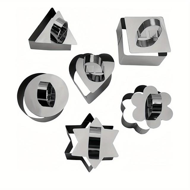 TEMU Conjunto de 6 Anéis para Bolo em Aço Inoxidável com Empurradores - Perfeito para Mousse, Queijo & Sobremesas - Ideal para Halloween, Natal, Páscoa, de Graças, Decorações de Bolo Consumíveis