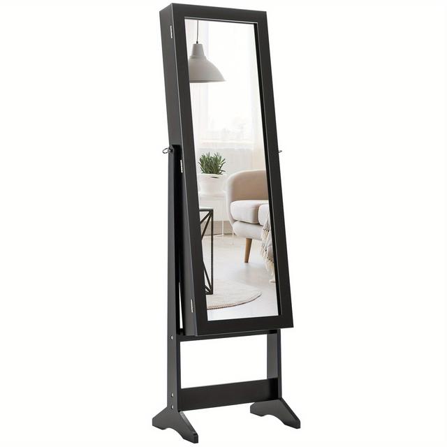 TEMU Jewelry Cabinet Tilt Adjustable, Jewelry Shelf With Full-length Mirror, Jewelry Mirror Cabinet Black, Jewelry Armoires