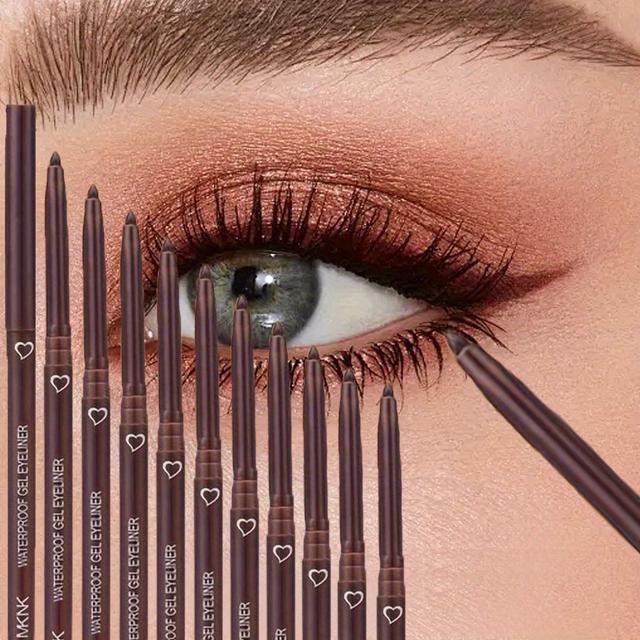 TEMU Set Of 10 Waterproof Brown Gel Eyeliner Pencils, Featuring A Soft, Easy-to-apply Formula With High Pigmentation And A Matte End, Designed For Long-lasting, Vibrant Eye Makeup