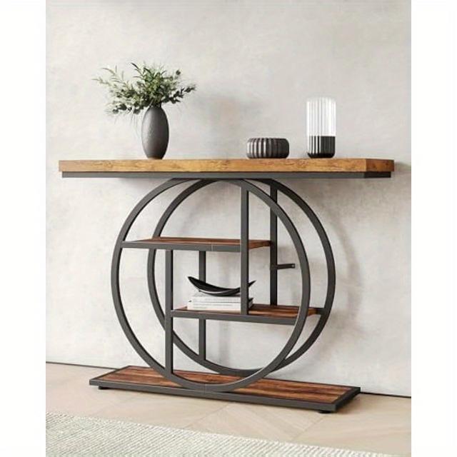 TEMU 4-tier Entryway Table, 41.3-inch Industrial Sofa Table For Living Room, Foyer Hallway Table For Entrance, Standing Shelf