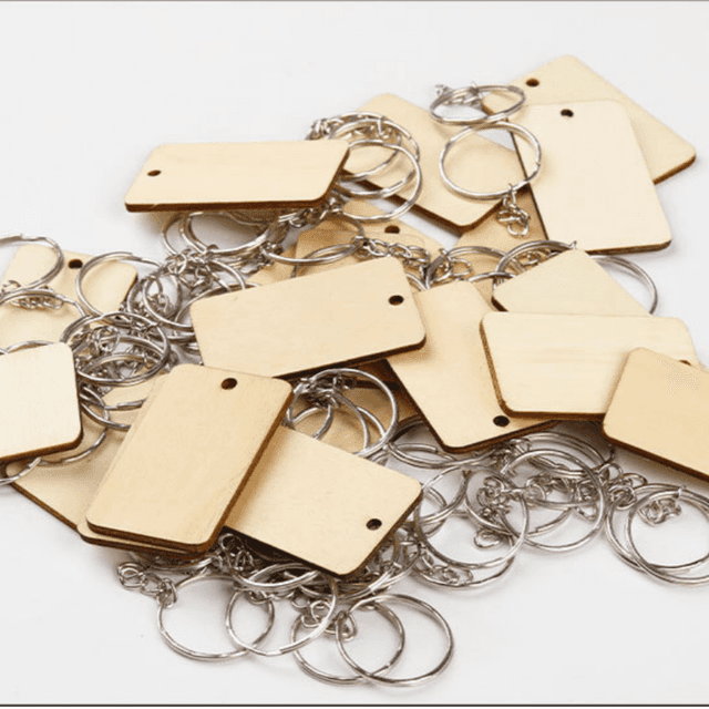 TEMU 150pcs/50 Sets Rectangular Wooden Tag Keychains Wooden Tags Holiday Gifts Apparel Bags Key Pendants