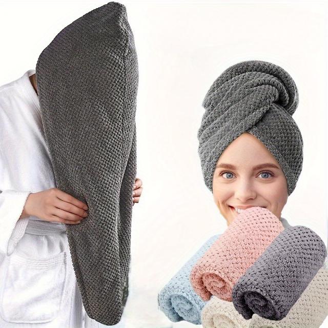 TEMU 1pc Ultrasoft Microfiber Hair Towel Wrap - Quick-dry, Enhancing, Lightweight, Non-woven, Unscented For Normal Hair - Ideal For Styling & Space-themed Bathroom