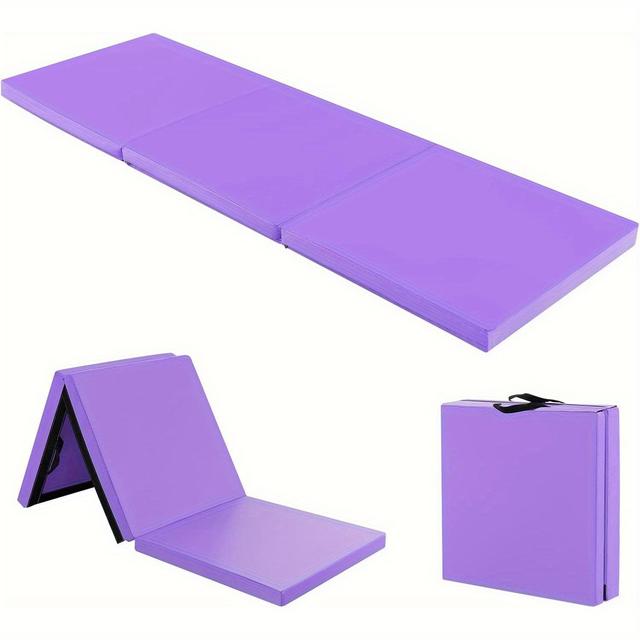 TEMU Tapis de gymnastique pliable épais, tapis d'entraînement en mousse et PU avec poignées, pour l'entraînement des gymnastes au yoga