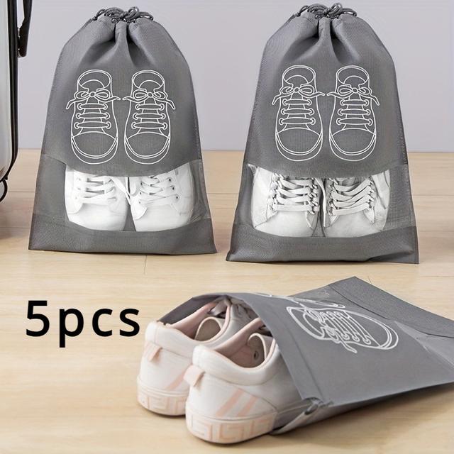 TEMU 5pcs Clear Travel Shoe Bags With Zipper - Transparent Travel Shoe Organizer Bags Easy To Identify And Space Saving Travel Essentials For Traveling And Going Out