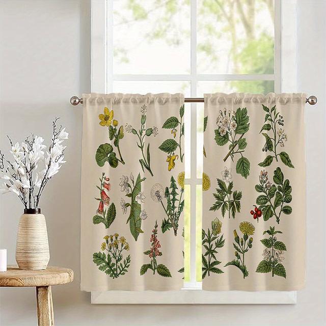 TEMU 1개/2개 레트로 꽃무늬 패브릭 커튼, 폴리에스터 프린트 패브릭, 다용도 막대 장식 커튼, 거실, 침실, 주방, 욕실, 엔터테인먼트 룸, 커피숍 등에 적합, 방 장식, 파티 휴일 용품