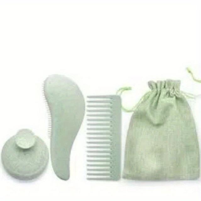 TEMU WANMEI Set de Cuidado Capilar con Paja de - Peine de y Masajeador Portátil para Cabelludo en Silicona, Ideal Para Cabello Largo