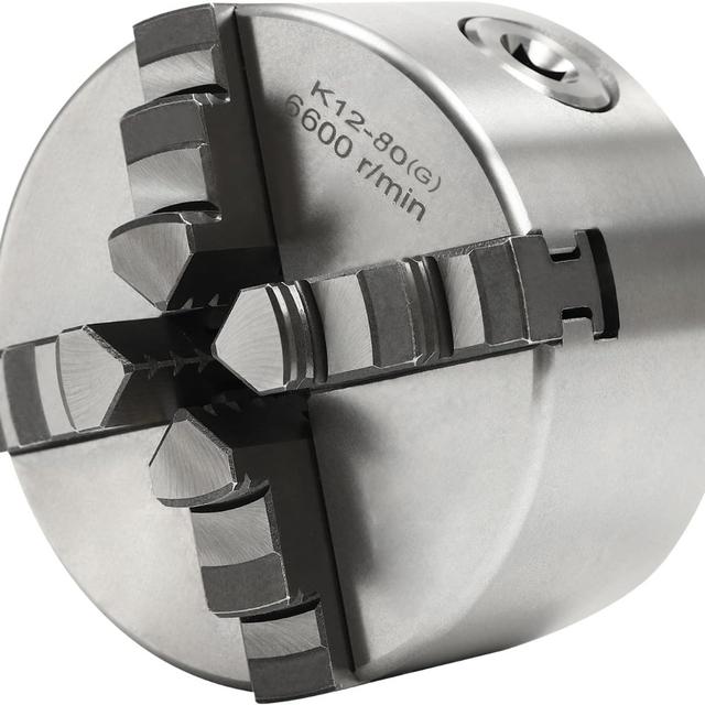 TEMU 4-Zahn-Spannrad für Drehmaschinen, selbstzentrierendes Design, hohe , verstellbare Zähne für positive/negative Einstellungen, geeignet für 80-mm-Drehmaschinen