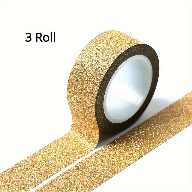 TEMU Goldglitzerband für Handarbeit und Verpackung – 3 Rollen, Breite 15 mm, je Rolle 5 m, Gesamtlänge 15 m