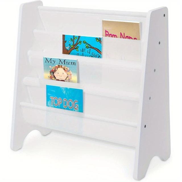 TEMU 4 Tier Bookcase Bookshelf White Storage Bookcase Shelf With Soft Canvas For Book Storage 61 * 60 * 26.5cm