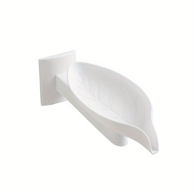 TEMU 1pc Leaf-shaped Three-speed Adjustable Soap Box, Wall-mounted, Hole-free, Flow Soap Box, Storage Rack, Household, Drain, Bathroom, Storage Rack