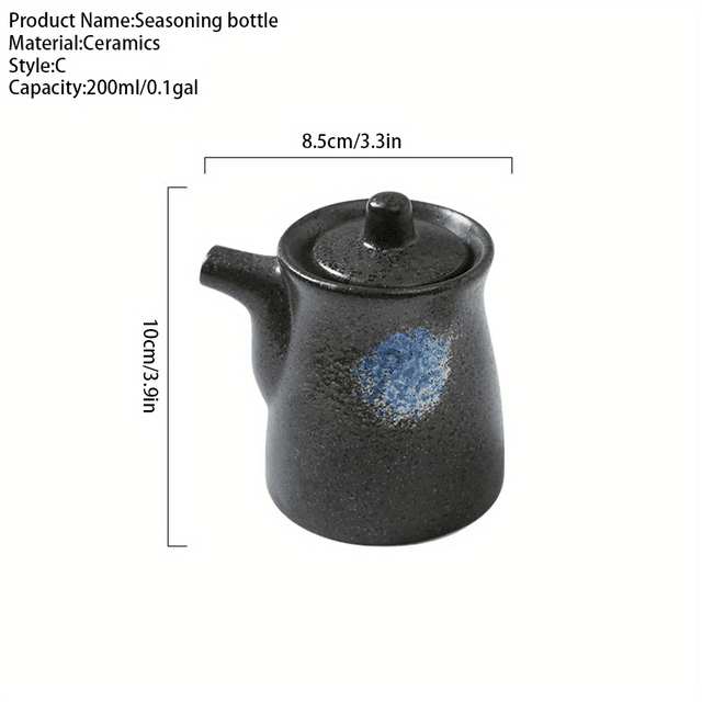 TEMU 1 ks Vintage Stylový Kvalitní Kuchyňský Nádobí na Koření, Japonský Keramický Dávkovač Sojové Omáčky a Ocet, Olej pro Restaurace a