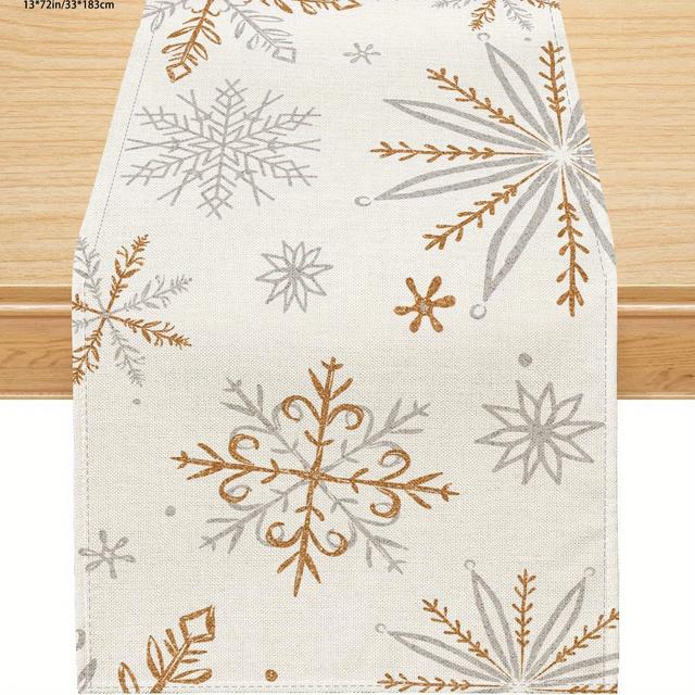 TEMU Camino de Mesa Abierto + Navidad Ipc, Camino de Mesa Navideño, decoraciones de nieve, Camino de Mesa Navideño, decoraciones de mesa estacionales para interiores y exteriores