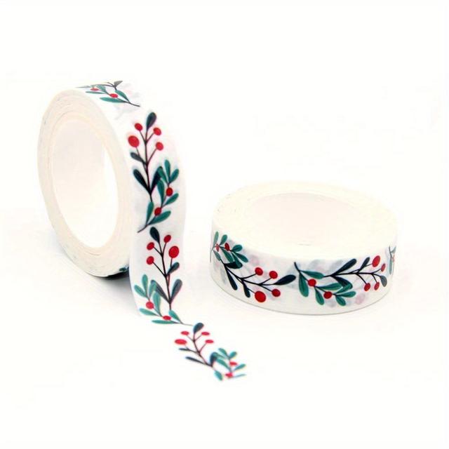 TEMU 1pc 15mm X 10m Christmas Wreath Washi Tape For Scrapbooking, Masking Tape For Christmas Greetings, Creative Tape For Crafts And Stickers
