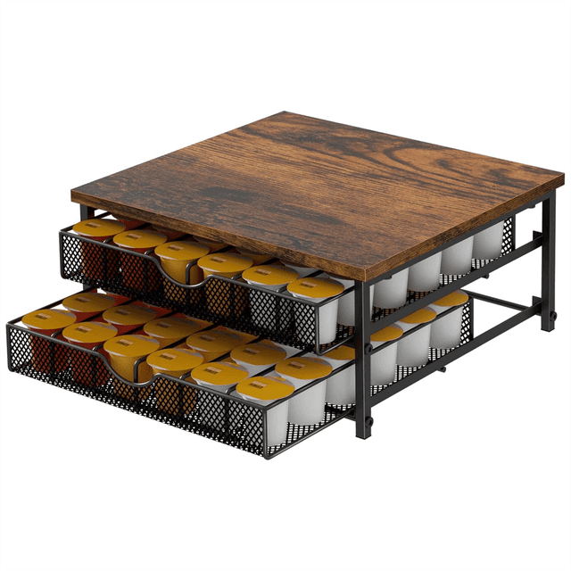 TEMU Coffee Pod Holder For Counter, Coffee Pod Drawer Cup Storage Drawer Holder, Pods Storage Organizer Cups Capsule Storage With Sliding Baskets For Coffee Station, Black