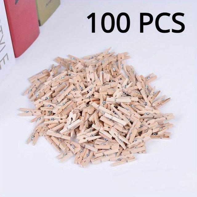 TEMU 50/100db Mini 25mm Természetes Fa Klipsz Fotóklipsz Ruhacsipesz Ruhaösszehajtó Esküvői Parti Fa Klipsz Tűk, Használati Akasztók