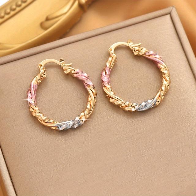 TEMU 1 Pair Of New Creative Color Pure Hand-painted Design Lady Jewelry, Spiral Earrings, Holiday Gift Fashion Party Gift For His Wife